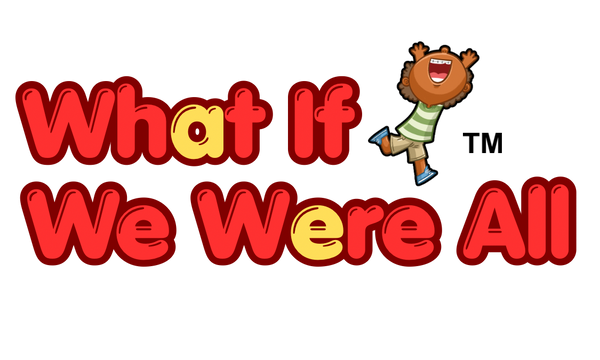 Logo of 'What If We Were All' with a cartoon character on a white background